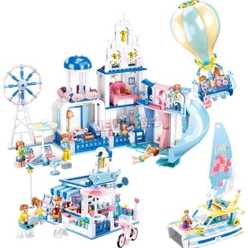 NEW Friends Girls Series Beach House Wheel Sea Model Building Blocks Sets Bricks Toys City Princess Figures
