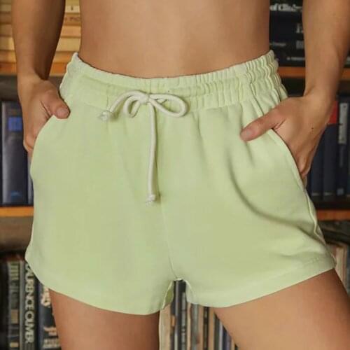 New Style Elastics High Waist Short Rope Loose Solid Color Casual Sports Shorts Fitness Women Running Wear