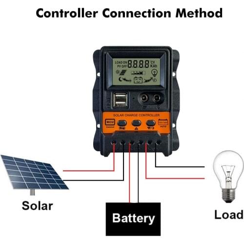 Solar Charger Regulator LCD Display Solar Panel Controller Auto Dual USB Solar Panel Battery Charge Controller Voltage Regulator