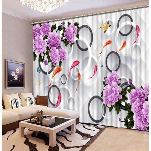 Luxury Blackout 3D Window Curtains For Living Room Bedroom Customized size purple curtains