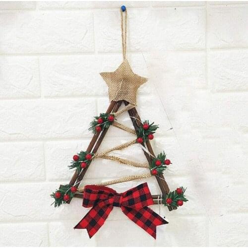 LED Family Party Christmas Wreath Wooden Triangle Snowman Wreath Christmas Mall Holiday Party Supplies