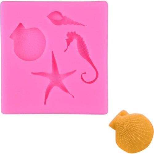 New Marine Style Silicone Fondant Sugarcraft Mould Seahorse Starfish Shell Conch Ocean Cake Series Decorating Gumpaste Tools