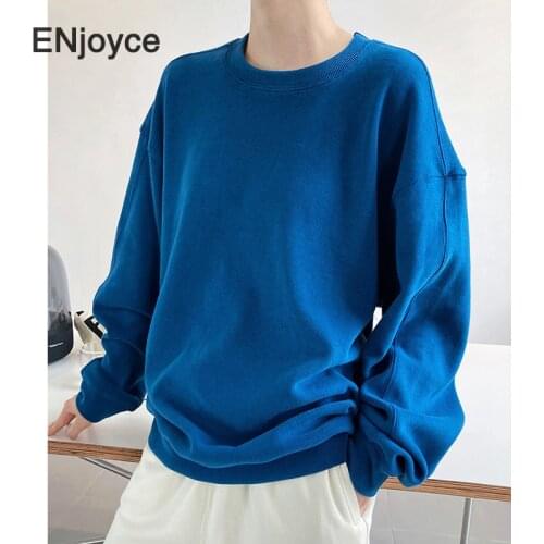 Spring Fall Casual Loose Long Sleeve Sweatshirt Women Korean Style Pullovers Fashion Blue Hoodie Streetwear Clothes Tops