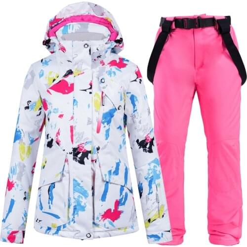 Womens Ski Suit Winter Warm Ski Hot Jacket + Pants Set Outdoor Waterproof Windproof Skiing Snowboarding Winter Suit for Women