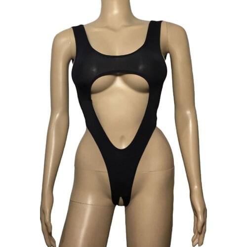 Women Hot Sexy Lingerie One Piece Open Crotch Sheer Tank Thong Leotard Bodysuit Nightwear Female Teddies Erotic Underwear
