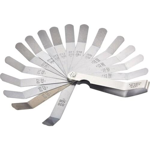 1 set for 16 Blades Feeler Gauge 0.05 to 1mm Thickness Curved Stainless Steel Gap Metric Filler Feeler Gauge