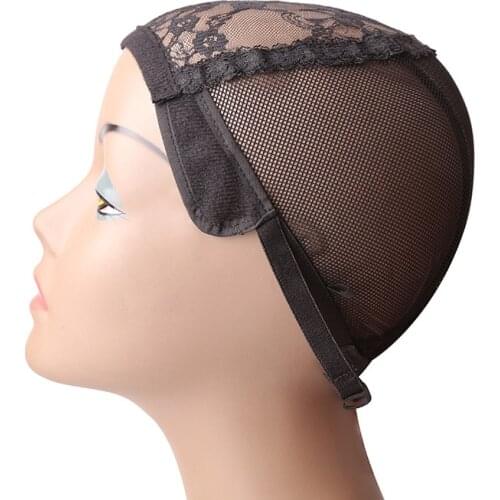 1 PCS Stretch Mesh Fake Hair Net Hat Used to Make Wigs Back Adjustable Straps Weave Hat Size Good Quality Hair Net Black