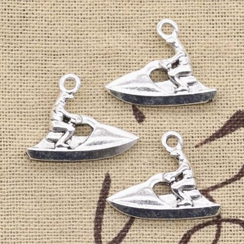 12pcs Charms Motorboat Yacht Houseboat 18x24mm Antique Silver Color Pendants DIY Necklace Crafts Making Findings Tibetan Jewelry