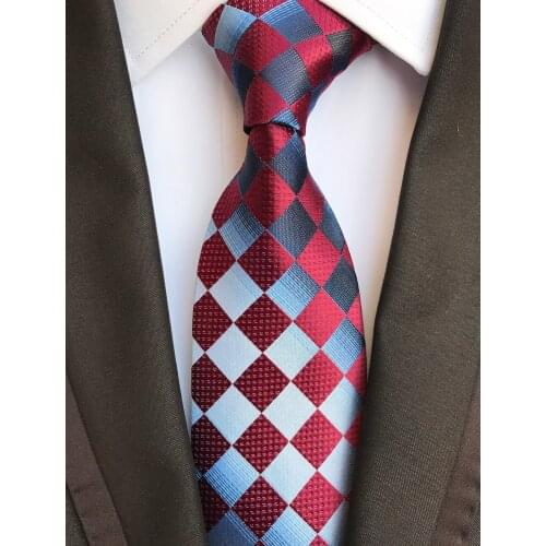 2019 Fashion Diamond Plaids Ties Jacquard Woven Necktie Cravat for Men