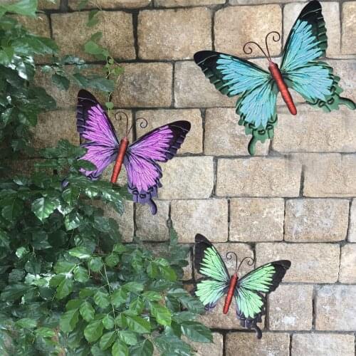 3Pcs Iron Butterfly Wall Art Metal Unique Home Living Room Decoration 3D Butterfly Suit With Vivid Painting For Garden
