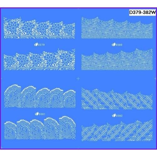 4 PACKS / LOT WHITE NAIL TATTOOS STICKER BLE D SERIAL FULL PAGE WATER DECAL ZEBRA LOPARD SKIN D359W-D382W