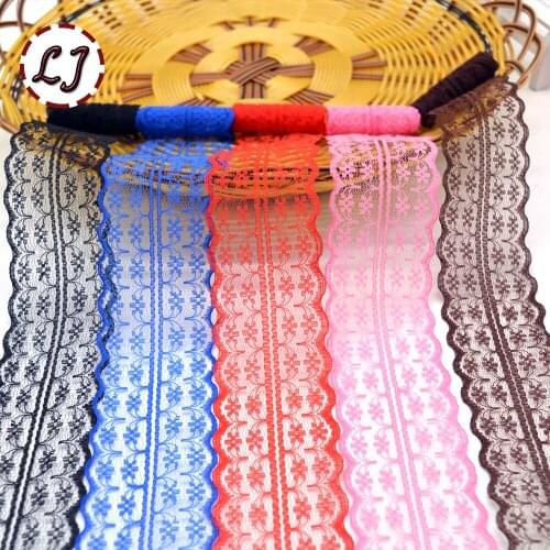 New arrived 5yd/lot Embroidered Net Lace Fabric Trim Ribbon Wedding Craft For Unilateral DIY Handicraft Home Party Decorations