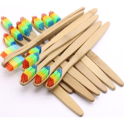 DR.PERFECT 500 Pcs Colorful Head Bamboo Toothbrush Wholesale Eco friendly Bamboo Toothbrush Oral Care Soft Bristle