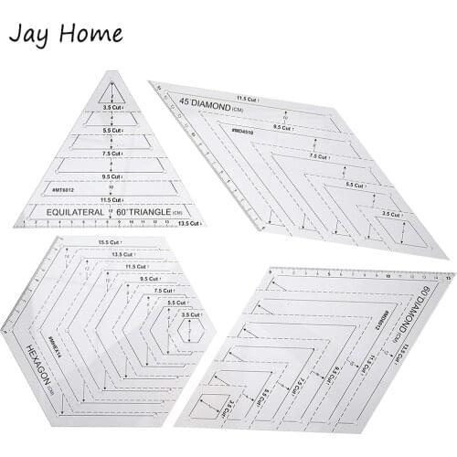 Acrylic Patchwork Ruler Triangle Hexagon 45 Degrees 60 Degrees Ruler Templates Transparent Sewing Craft Quilting Cutting Ruler