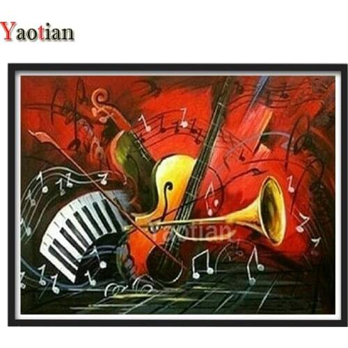 5d diy diamond painting full round drill 3d Cross stitch ,diamond mosaic Sets Musical instrument handmade diamond Embroidery