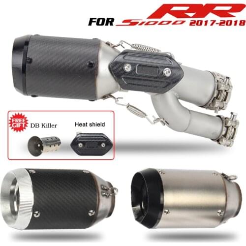 Free Shipping Slip-on for BMW S1000-RR 2017 2018 Exhaust Middle Link pipe Carbon Fiber 51mm Muffler Escape Heat Shield DB Killer