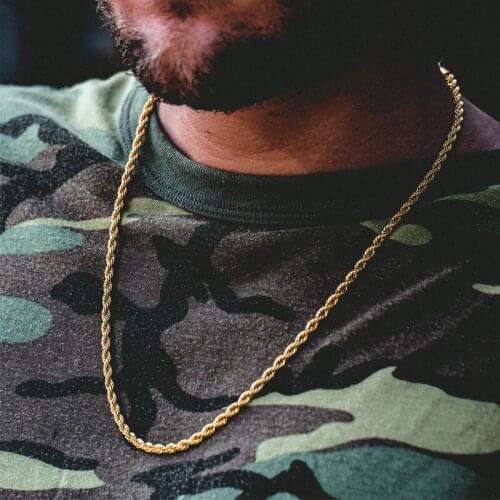 Karopel Rapper Cuban Chain Yellow Gold Color for Women Men 24"31" 4 MM Stainless Steel Rope Chain Necklace Hip Hop Jewelry