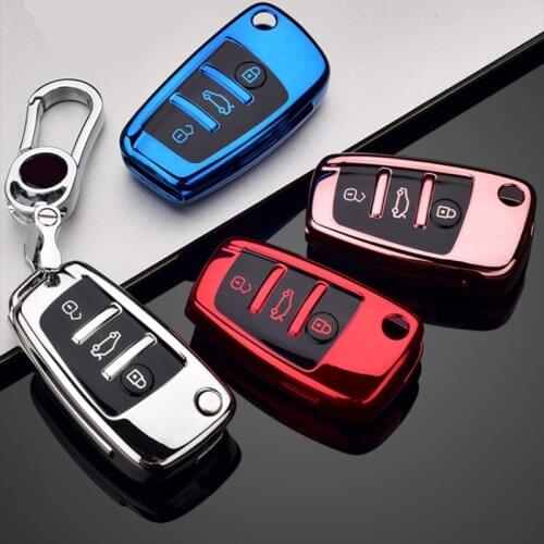 TPU Folding Car key case Shell For Audi R8 A1 A3 A4 A5 A6 A7 A8 Q3 Q5 Q7 C5 C6 A4L A6L S1 S3 RS6 TT 2005-2013 Sport Protector