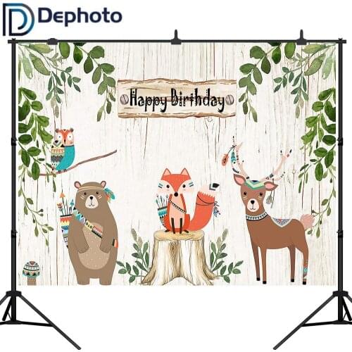 Dephoto Photography Backdrop Lndian Fox Animal Birthday Party Background Children Baby Shower Photocall Photobooth Props Custom