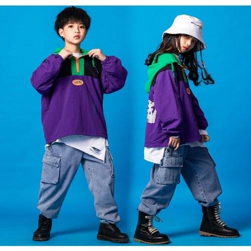 Kids Hip Hop Clothing Sweatshirt Tops Jacket Streetwear Tactical Cargo Pants for Girls Boy Carnival Party Dance Wear Costumes