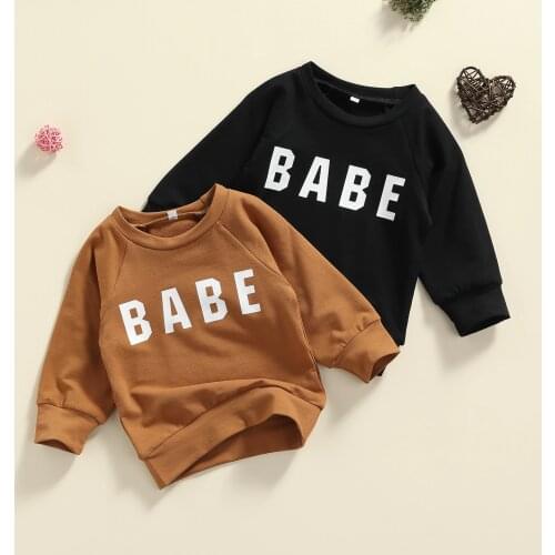 Autumn Winter New Toddler Kids Casual Pullover Tops Fashion Letters Printed Pattern Long Sleeve Round Collar Sweatshirts Tops