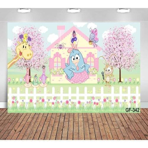 Farm Chicken Backdrop Kids Birthday Baby Shower Background Green Pink Polyester Vinyl Photography Banner Decoration Prop