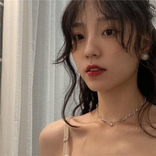 Exquisite Silver Color Angel Wings Crystal Heart Necklace Cute Choker Necklace Girls Engagement Necklace Jewelry Lover Gifts