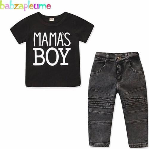 2Piece Set Kids Summer Clothes For Baby Boys Outfits Fashion Casual Letter Short Sleeve T-shirt+Jeans Children Clothing BC1290