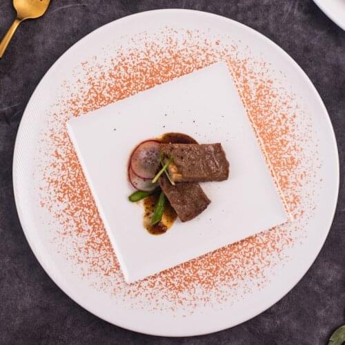 European style creative light luxury flat plate hotel commercial steak inventory heart plate pasta plate