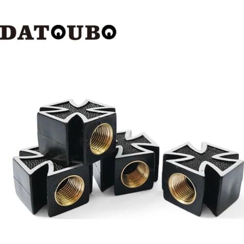 DATOUBO 16 pcs Car Tire Valve Stem Caps,high quality Iron black Cross valve cap,bike motorcycle truck wheel Air Dust Caps