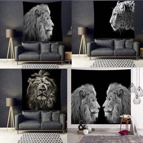 Mandala Tapestry White Black lion leopard Pets Tapestry Wall Hanging Gossip Tapestries Hippie Wall Rugs Dorm Decor Blanket