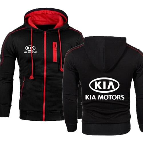 2021 new Spring Autumn Mens hoodie KIA Car Logo printing Casual Long Sleeve Hooded Sweatshirts Mens zipper Jacket