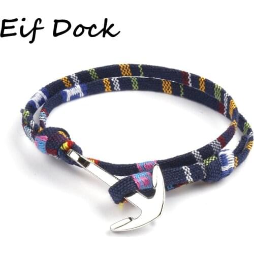 Eif Dock New Pirate Style Stainless Steel Colourful Anchor Bracelet For Men Leather Bracelet Jewelry Bangles Dropshipping