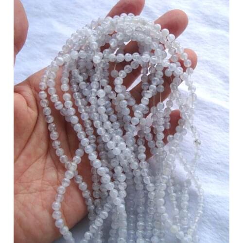 Natural Blue Lace Agate Round 4mm Loose Beads For Jewelry Making DIY Bracelet Necklace Earrings