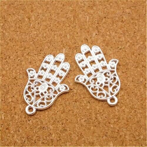 New Arrival 20*30mm10pcs Zinc Alloy Charms Antique Silver Plated Hamsa Hand Charms Pendant For DIY Fashion Metal Jewelry Finding