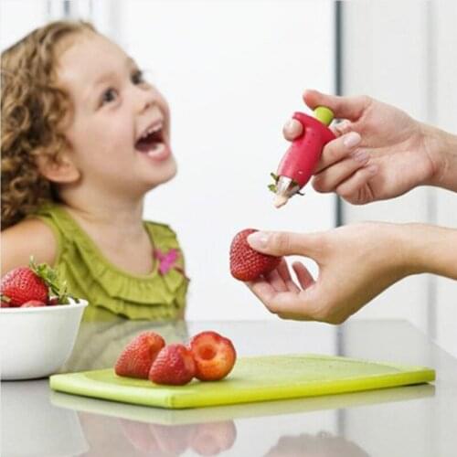 Kitchen Tableware Tool PP Plastic Stainless Steel Blade Strawberry Huller Tomato Stalks Corers Strawberry Knife Stem