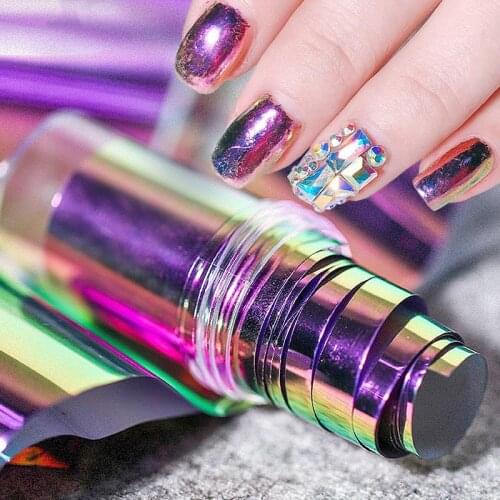 WAKEFULNESS 4*100cm Chameleon Starry Sky Nail Foil Sticker Holo Nail Transfer Foils Decals Manicure Nail Art Decorations