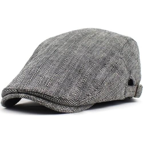 Plaid Print Newsboy Caps Cotton Flat Peaked Cap Men and Women Painter Beret Hats 11