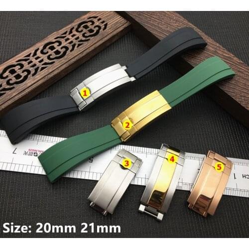 Soft 20mm 21mm nature Silicone Rubber Watchband Buckle Watch band Suitable for Role strap Submariner Daytona GMT OYSTERFLEX
