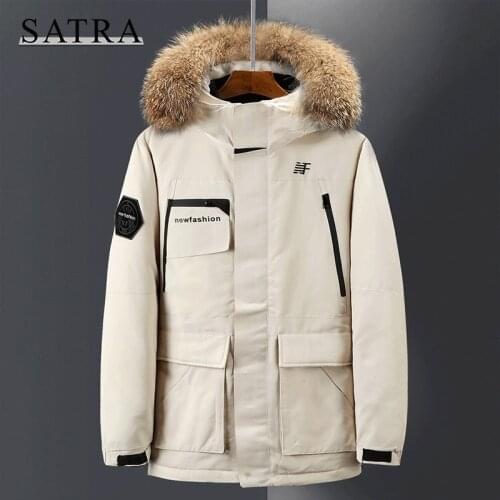 SATRA 2021 New Arrival Men 90% White Duck Outdoor Sport Down Jackets ,Mens Winter Thick Warm Hooded Parka Overcoat Down Jackets