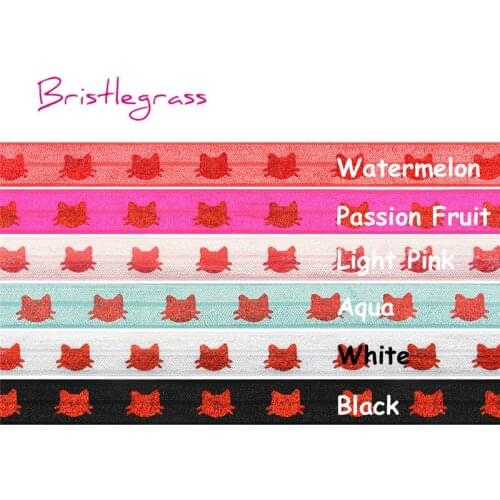 BRISTLEGRASS 100 Yard by Roll 5/8" 15mm Cat Red Foil Print Fold Over Elastics FOE Spandex Satin Bands Headband Tutu Dress Sewing