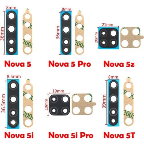 2pcs/lots Rear Back Camera Glass Lens For Huawei Nova 5T 5 5i 5T 5Z 6 Se 7 Pro Camera Glass With Glue Adhesive