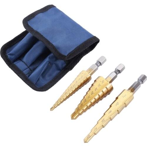 Step Drill Bit Hss Titanium Coated Step Cone Metal Hole Cutter Metal Hex Tapered Drill Power Tools Accessories