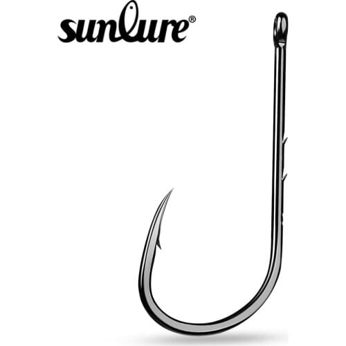 100pcs Fishing Hook 1#-6# Fish Hook BAITHOLDER Black Color Jig Big Hook Treble Hooks