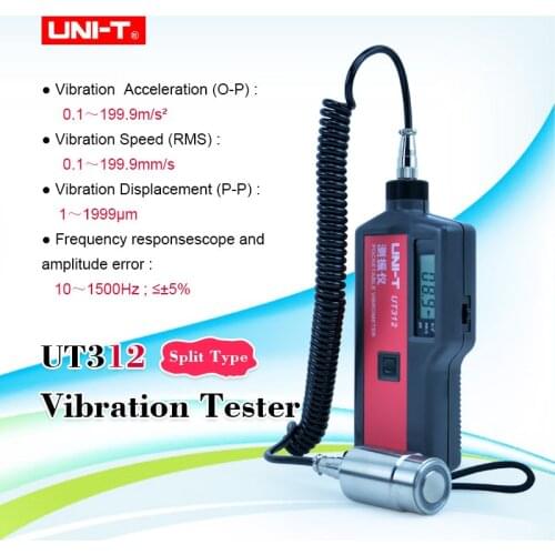 UNI-T UT312 Split type vibrometer Vibration Tester Acceleration/Velocity/Displacement Measurement Data Hold Auto Shutdown
