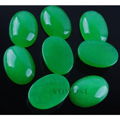 YOWOST Free shipping Natural Green Jades Gem Stone Oval Cabochon CAB No Hole Jewelry 13x18x6MM 20pcs/lot Jewelry QU3000
