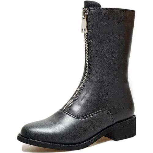 Womens Front Zipper Short Boots Womens 2021 Autumn Ankle Boots Fashion Breathable Causal Winter New Velvet Short Boots