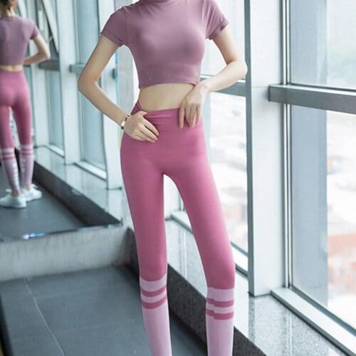 Womens Nake Feeling High Waist Yoga Tight Pants Top Set Tummy Control Workout Running Yoga Clothes Suit SAL99