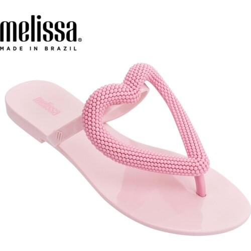 Melissa Big Heart Women Jelly Shoes Flip Flop 2021 New Women Flat Slippers Jelly Sandals Melissa Brazilian Female Jelly Shoes
