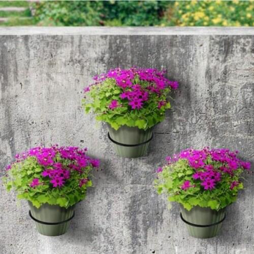 1 PC Black Creative Round Metal Holed Garden Pot Brackets Wall-Mount Flowerpot Holder Home Garden Storage Racks